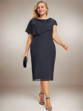 Sheath/Column Scoop Knee-Length Chiffon Mother of the Bride Dress With Beading